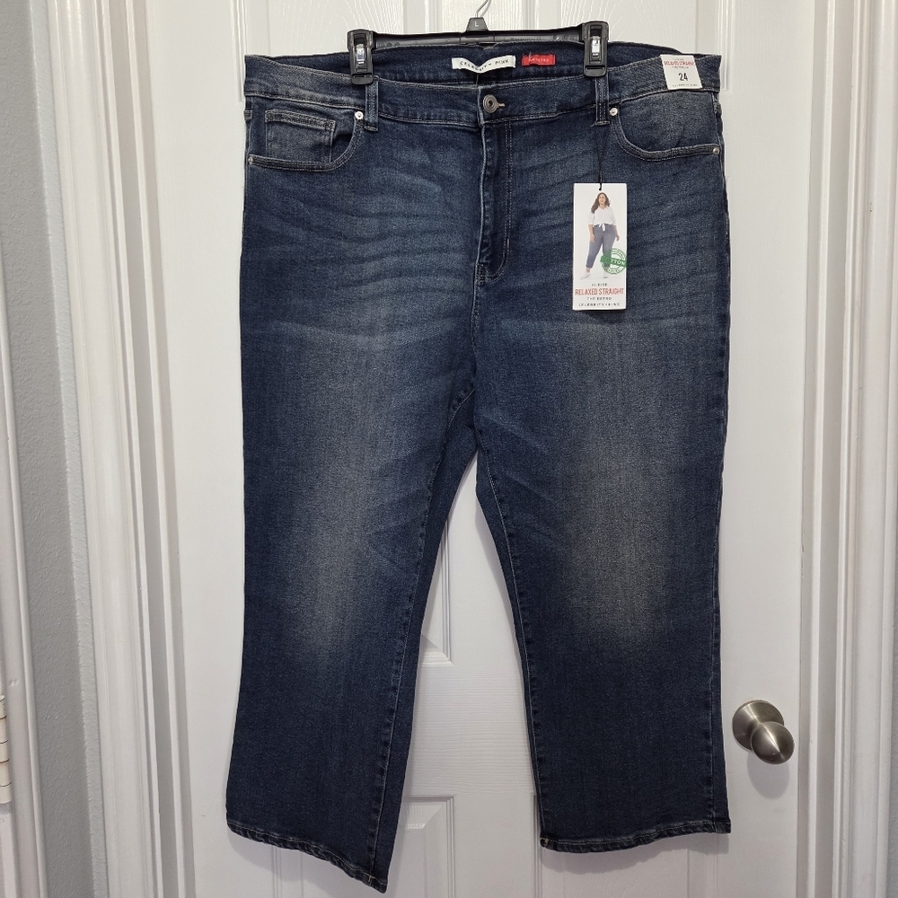 Celebrity Pink Hi-Rise Relaxed Straight The Retro Plus Size Denim Jeans Size 24
